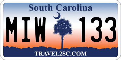 SC license plate MIW133