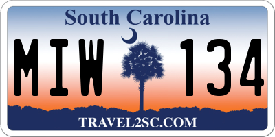 SC license plate MIW134