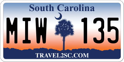 SC license plate MIW135