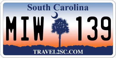 SC license plate MIW139