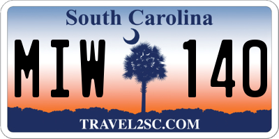 SC license plate MIW140
