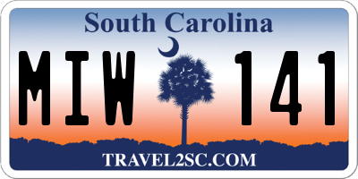 SC license plate MIW141