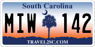 SC license plate MIW142
