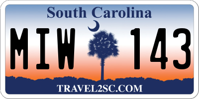 SC license plate MIW143