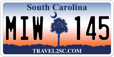 SC license plate MIW145