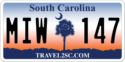 SC license plate MIW147