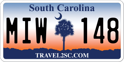 SC license plate MIW148