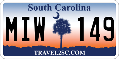SC license plate MIW149