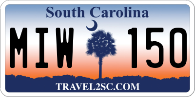 SC license plate MIW150
