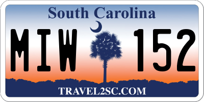 SC license plate MIW152