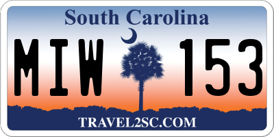 SC license plate MIW153