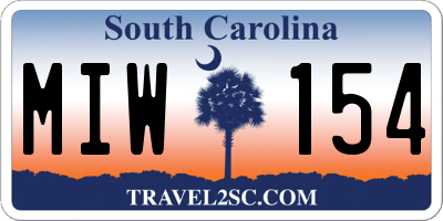SC license plate MIW154