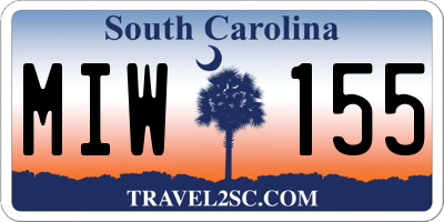 SC license plate MIW155