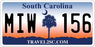 SC license plate MIW156