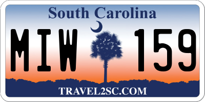 SC license plate MIW159