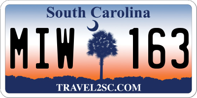 SC license plate MIW163