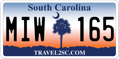 SC license plate MIW165