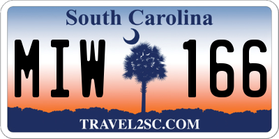 SC license plate MIW166