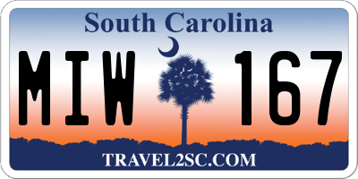 SC license plate MIW167