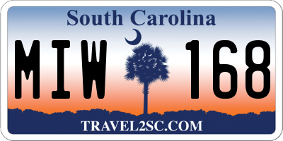 SC license plate MIW168