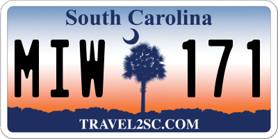 SC license plate MIW171