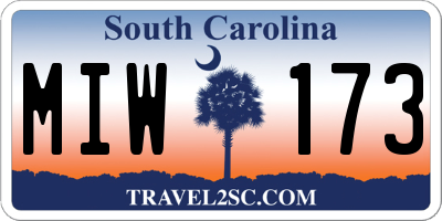 SC license plate MIW173