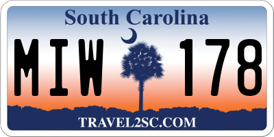 SC license plate MIW178