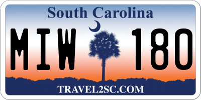 SC license plate MIW180