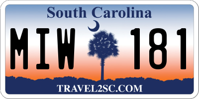 SC license plate MIW181