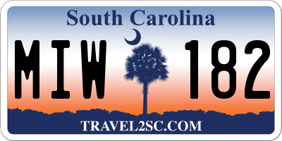 SC license plate MIW182