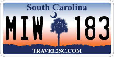 SC license plate MIW183