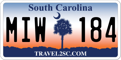 SC license plate MIW184