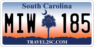 SC license plate MIW185
