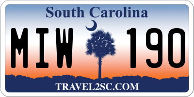 SC license plate MIW190