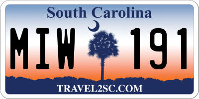 SC license plate MIW191