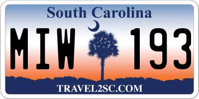 SC license plate MIW193