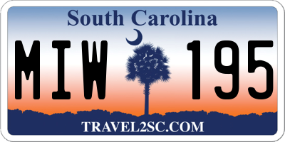 SC license plate MIW195