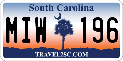 SC license plate MIW196