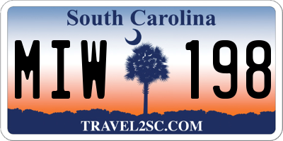 SC license plate MIW198