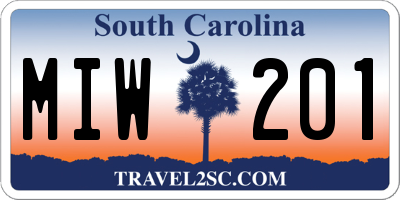 SC license plate MIW201