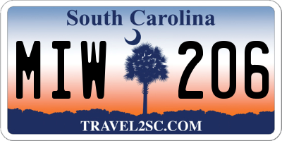 SC license plate MIW206