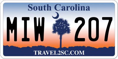 SC license plate MIW207