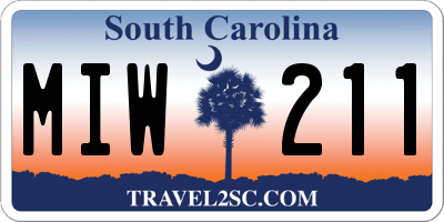SC license plate MIW211
