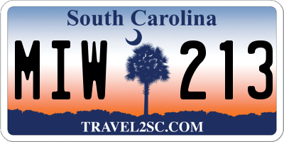 SC license plate MIW213