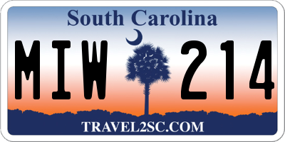 SC license plate MIW214