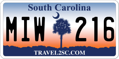 SC license plate MIW216