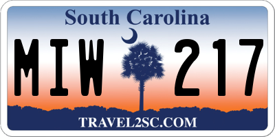 SC license plate MIW217
