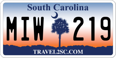SC license plate MIW219