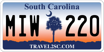 SC license plate MIW220