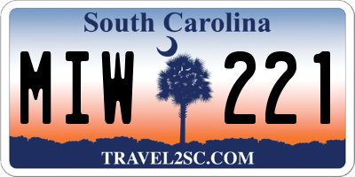 SC license plate MIW221